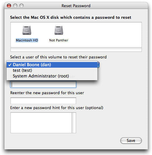 osx reset password